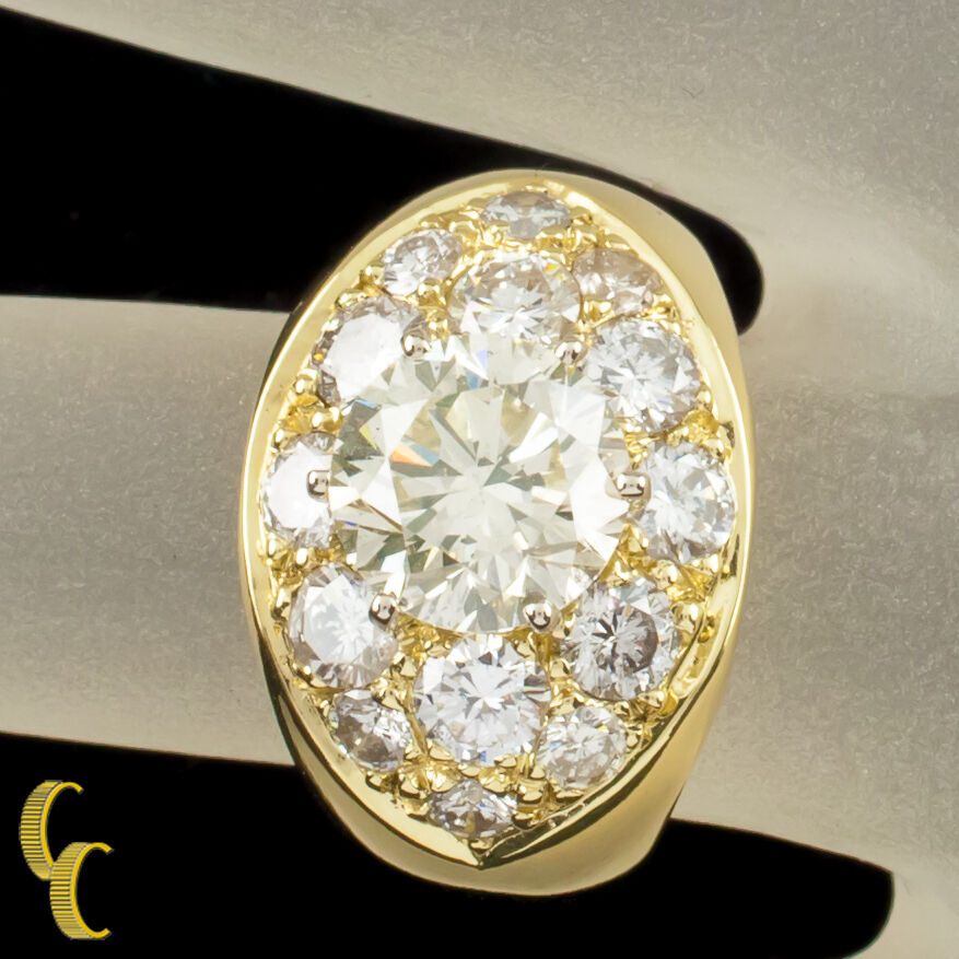 4.82 carat Round Brilliant Diamond 18k Yellow Gold Cocktail Ring Size 5