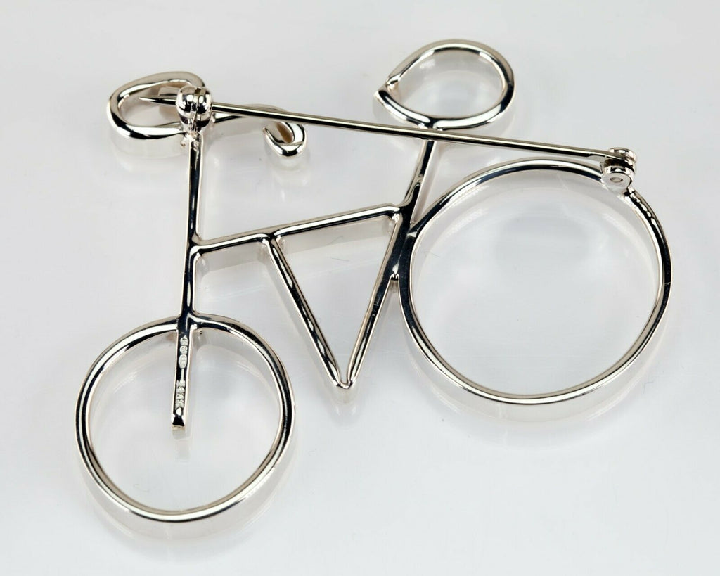 Vintage Sterling Silver Large Bicycle Brooch