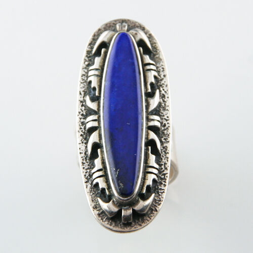 Beautiful Signed Adjustable Silver Lapis Lazuli Ring
