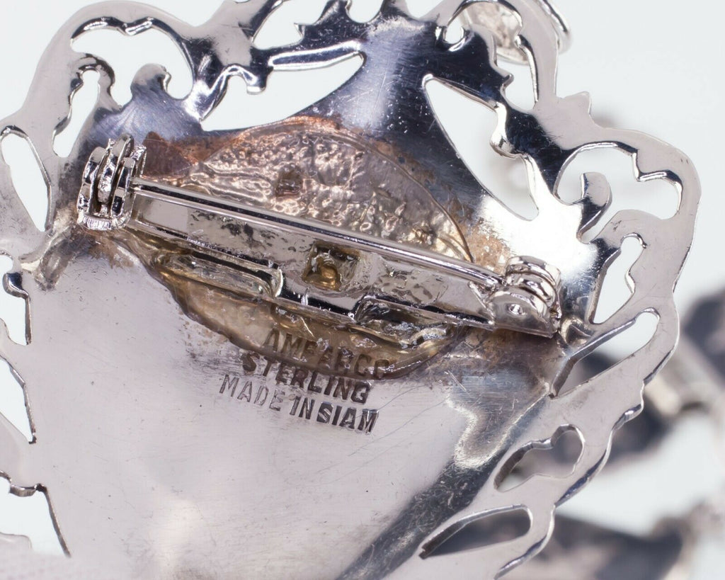 Gorgeous Sterling Silver Niello Jewelry Set (Earrings, Bracelet, Pendant)