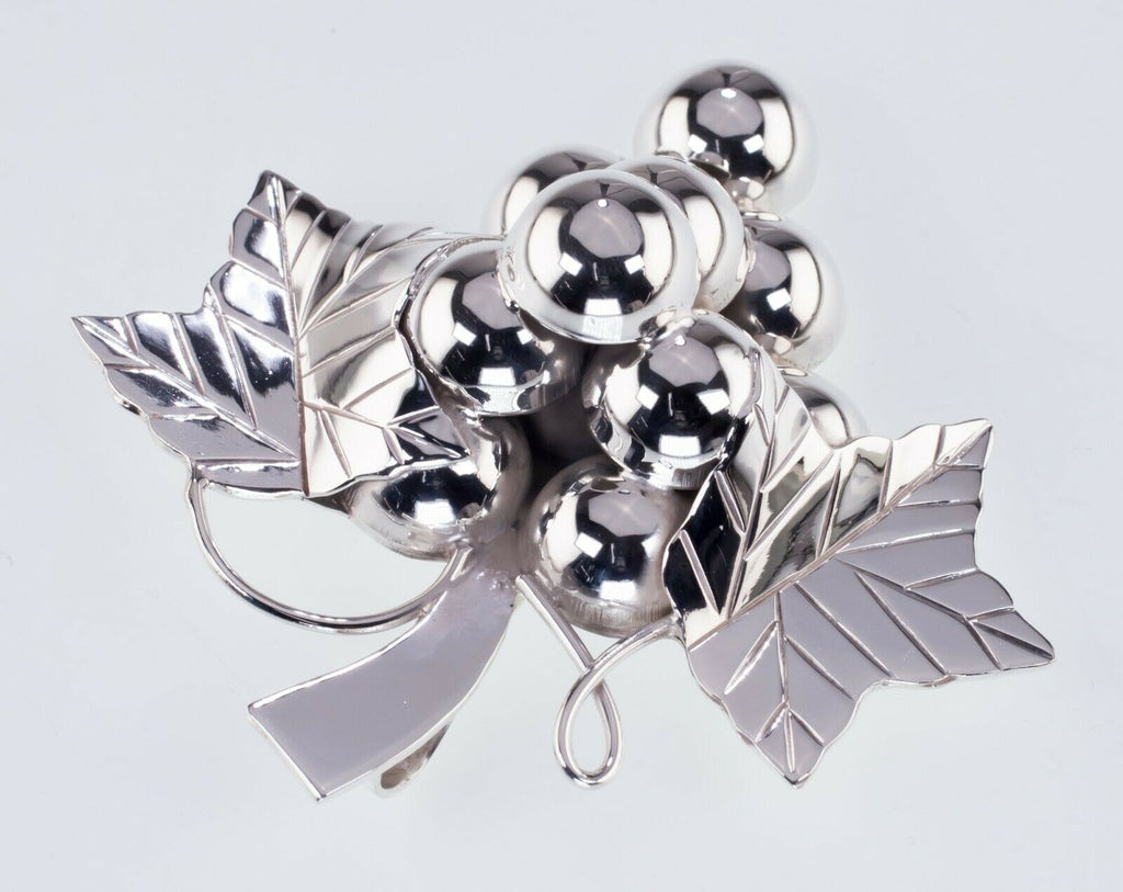 Sterling Silver Grape Bunch Brooch Made in Mexico Taxco Gorgeous!