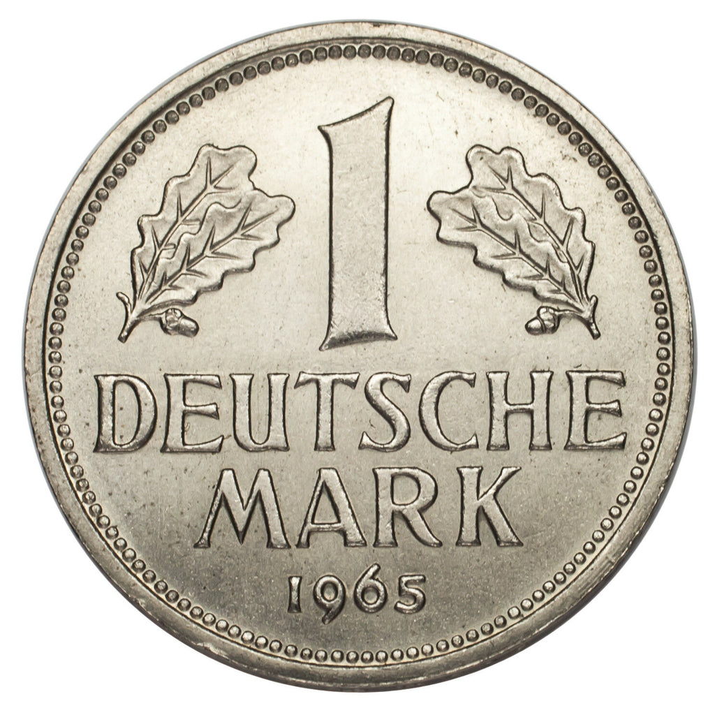 1965-J German 1 Mark Coin in Uncirculated Condition Hamburg Mint KM #110