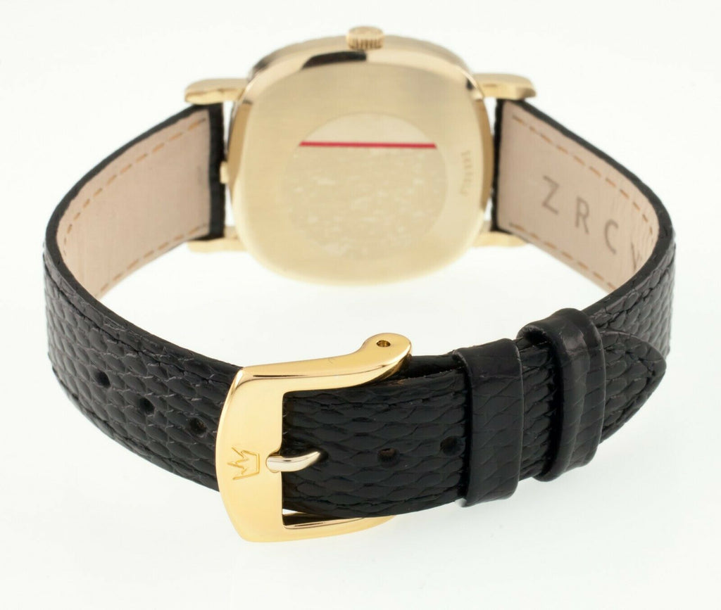 Omega Men's 14k Yellow Gold Hand-Winding Watch w/ Diamond Bezel Leather Band