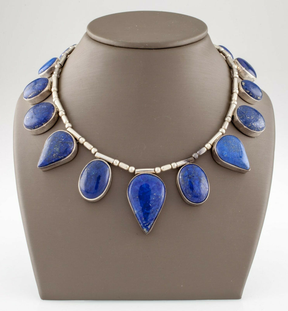 Navajo Denim Lapis lazuli Sterling Silver Necklace 18" Long