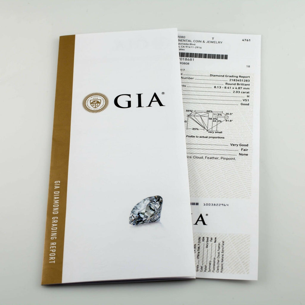 2.03 Carat Loose H / VS1 Round Brilliant Cut Diamond GIA Certified