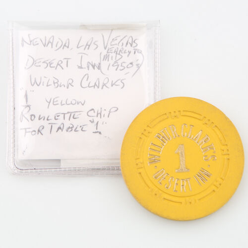 Wilbur Clark's Desert Inn Casino Roulette Chip Las Vegas Table 1 H Mold Yellow