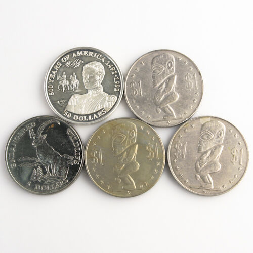 1973 1991 1993 Cook Islands $1 $5 $50 Coins (5pc) Dong Dollar KM-7 223 248