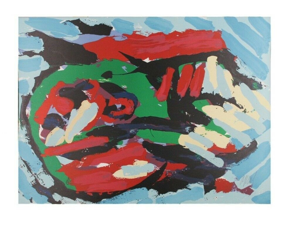 "Flying Head Over Ocean" by Karel Appel Lithograph on Paper LE of 160 30" x 22"
