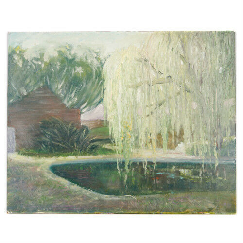Untitled (Willow Tree Over Pond) By Anthony Sidoni Oil Painting 8"x10"