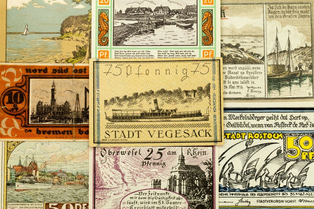1920's Germany Notgeld (Emergency Money) 21pc - Glucksburg, Rostock, Vegesack