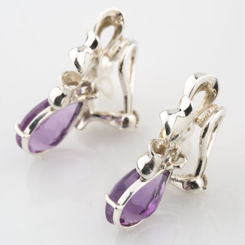 Tiffany & Co. Sterling Silver & Gold Amethyst Ribbon Retired Earrings with Box