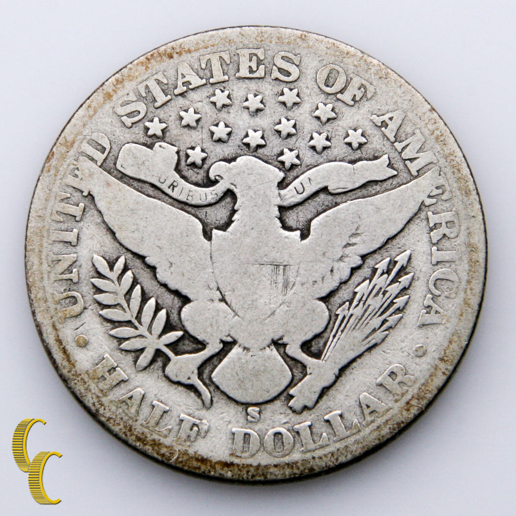 1904-S Silver Barber Half Dollar 50c (AG+) About Good Plus Condition