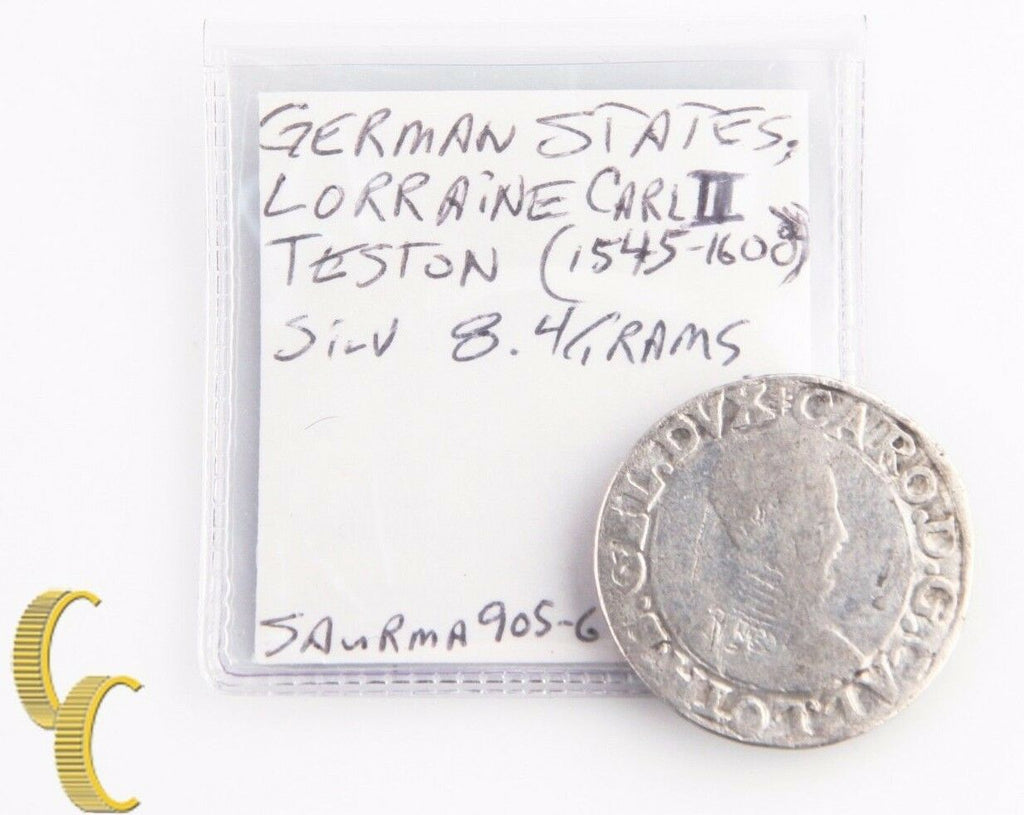 1545-1608 German States, Lorraine Silver Teston (Fine, F) Charles III MB-26