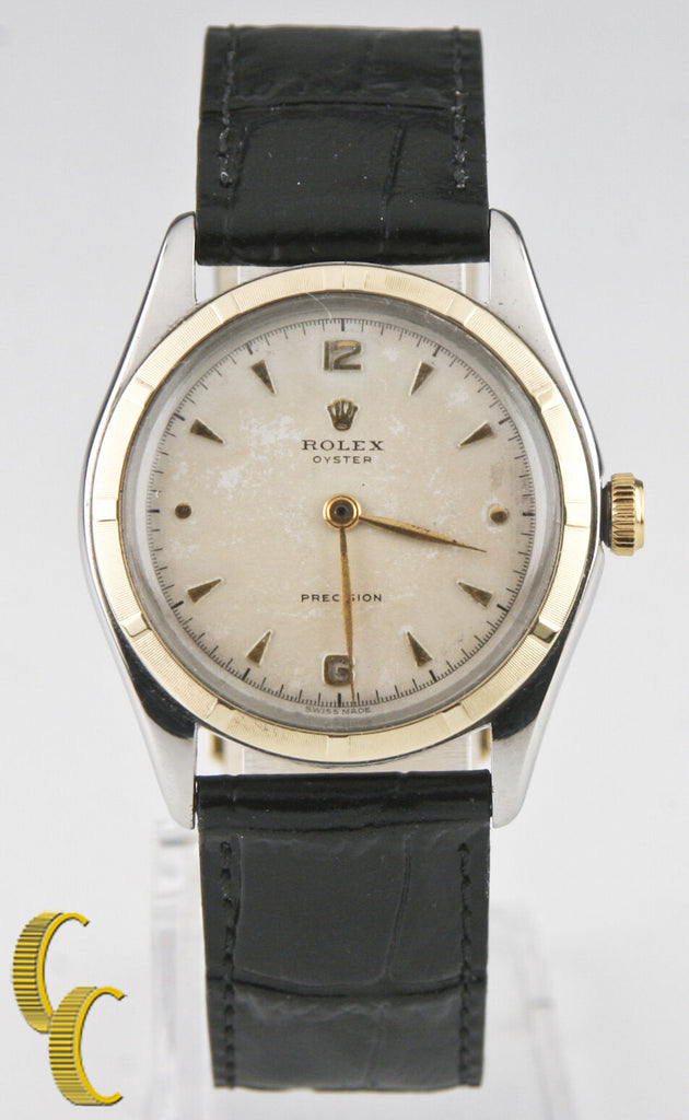 Rolex Oyster Precision 5059 Men's Vintage Two-Tone Watch w/ Patina Dial