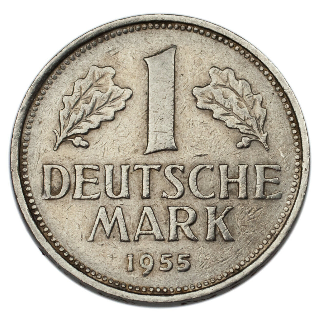 1955-G Germany 1 Mark Coin XF Condition KM #110