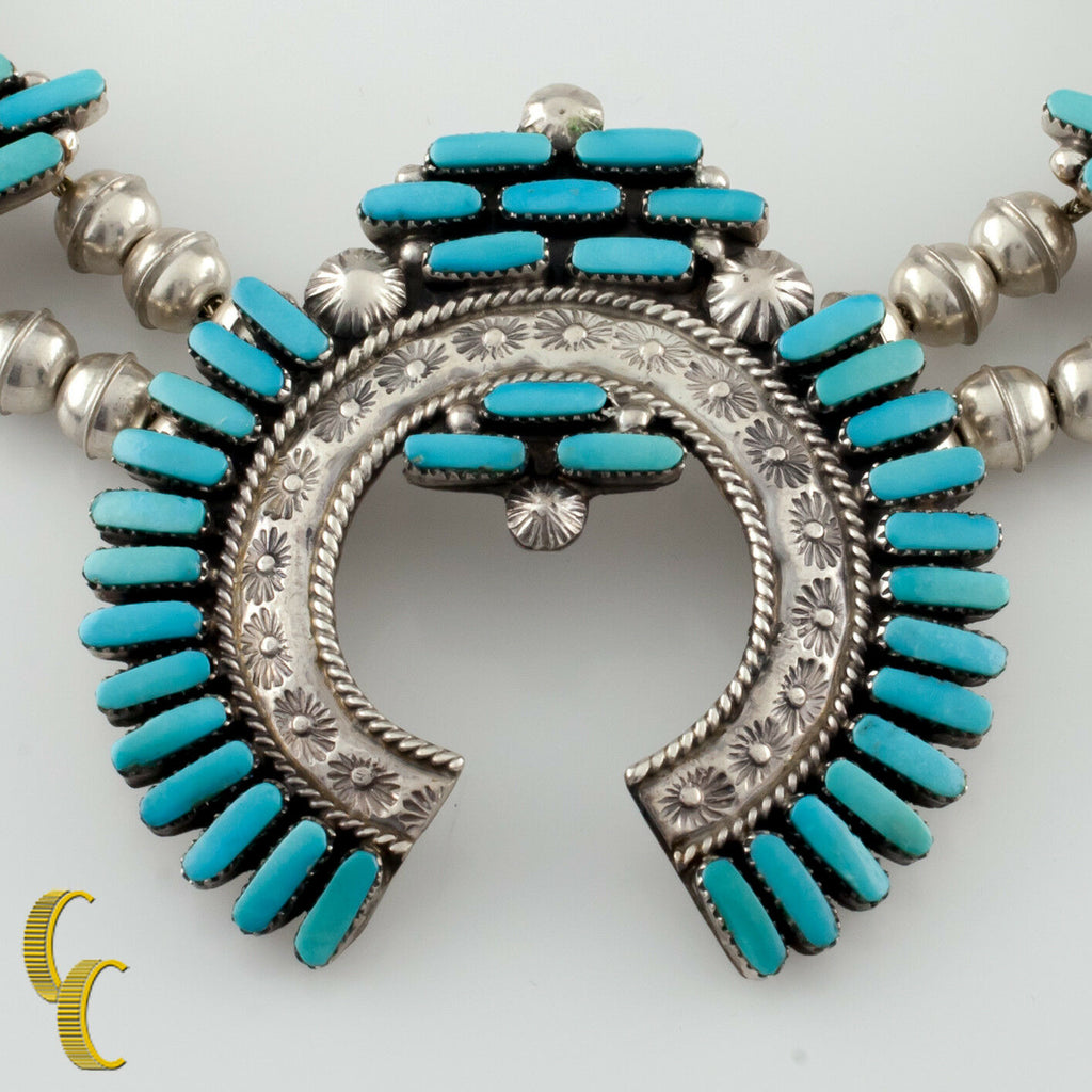 Native American J. Eustace Turquoise & Sterling Silver Necklace