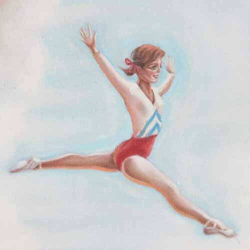 Untitled (Girl Dreaming of Gymnast) By Anthony Sidoni 1984 Signed Oil on Canvas