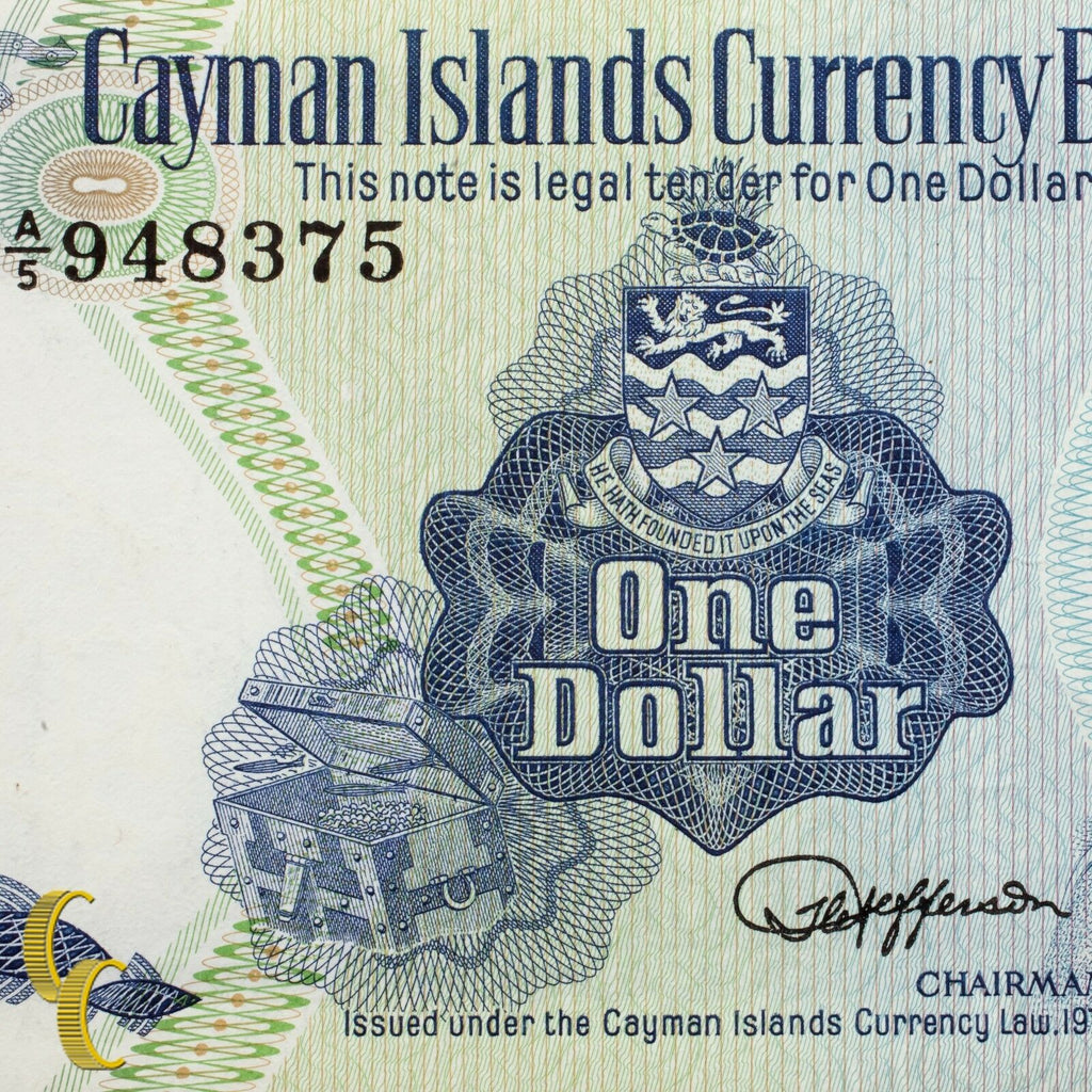 1974 Cayman Islands Currency Board $1 (AU) About Uncirculated Condition