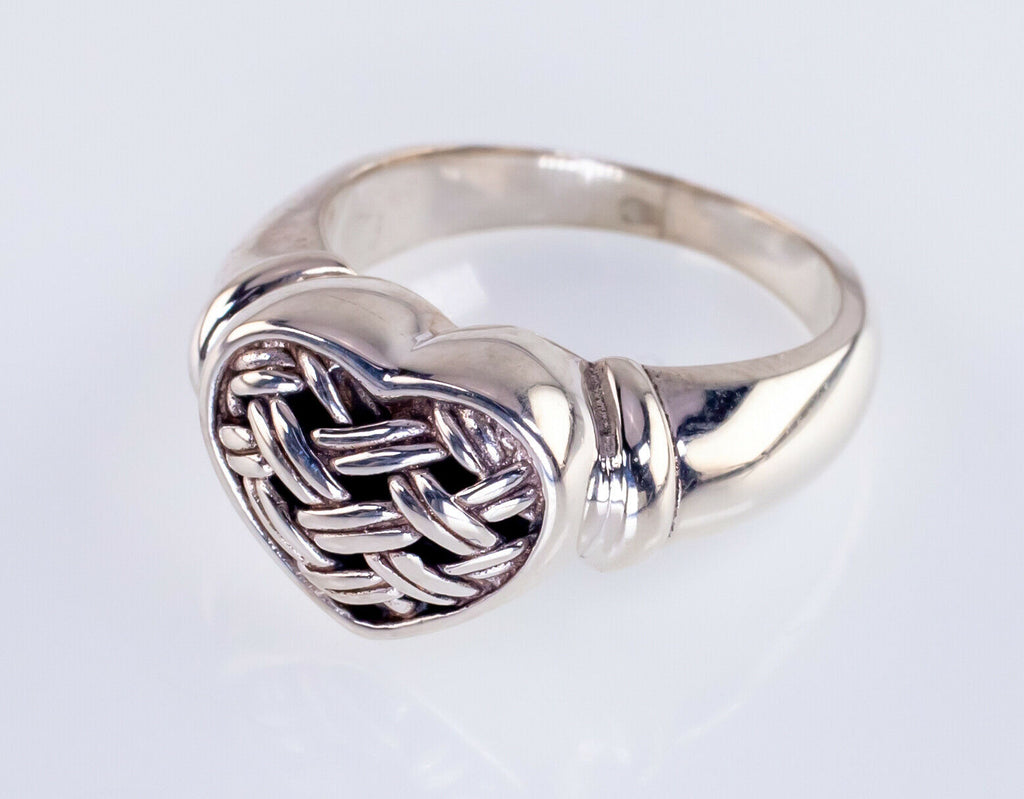 Brighton Sterling Silver Basket Weave Heart Ring Size 6.75