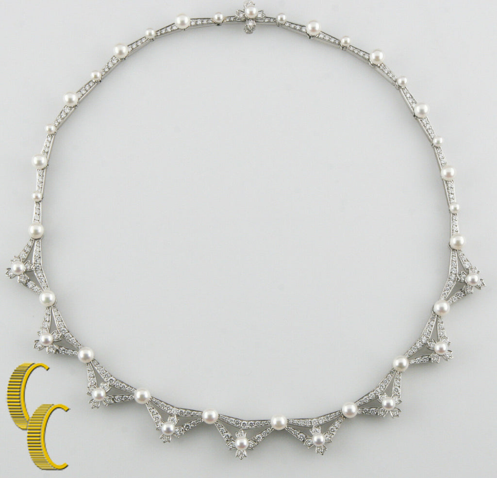 Tiffany & Co 5.00 carat Diamond & Pearl Platinum Necklace