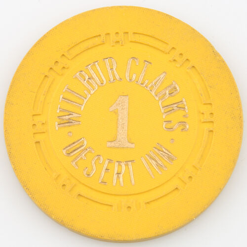 Wilbur Clark's Desert Inn Casino Roulette Chip Las Vegas Table 1 H Mold Yellow