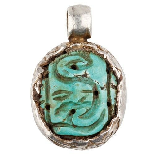 Sterling Silver Two Foo Dog Dragons Turquoise Pendant Gift for Him!