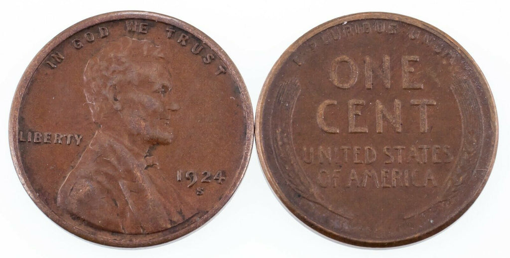 Lot of 2 Lincoln Cents (1924 and 1925)-S XF Condition, All Brown Color