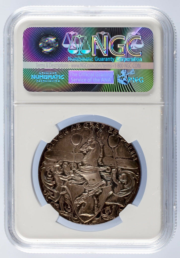 1928 Silver Karl Goetz Medal K #408 Count Von Zeppelin Graded by NGC as MS-63