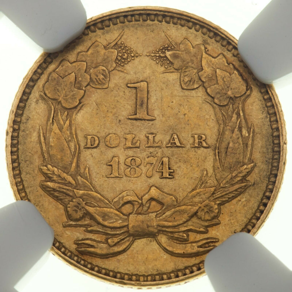 1874 G$1 US Gold Indian Princess Graded by NGC as MS-61! Gorgeous Early Dollar!