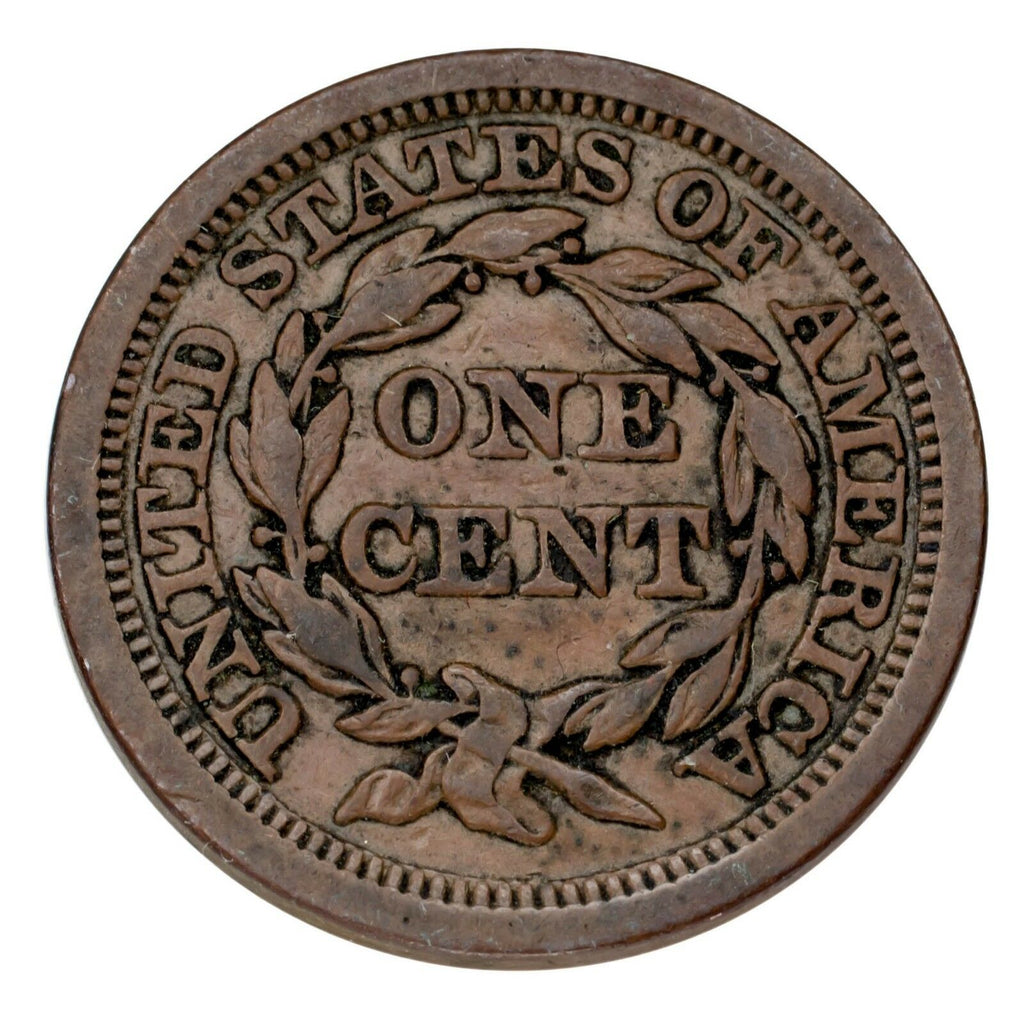 1853 Braided Hair Large Cent 1C Penny (Extra Fine, XF Condition)