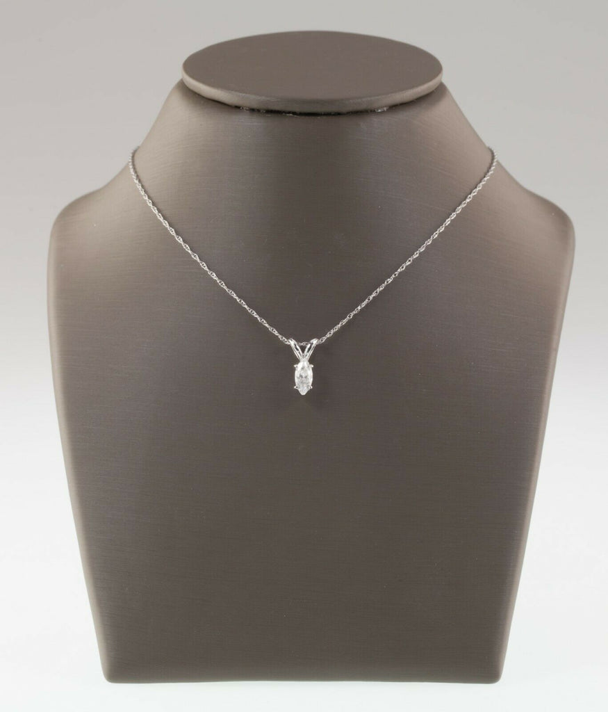 Gorgeous 0.33 Ct Marquise Diamond Solitaire Pendant in 14k White Gold
