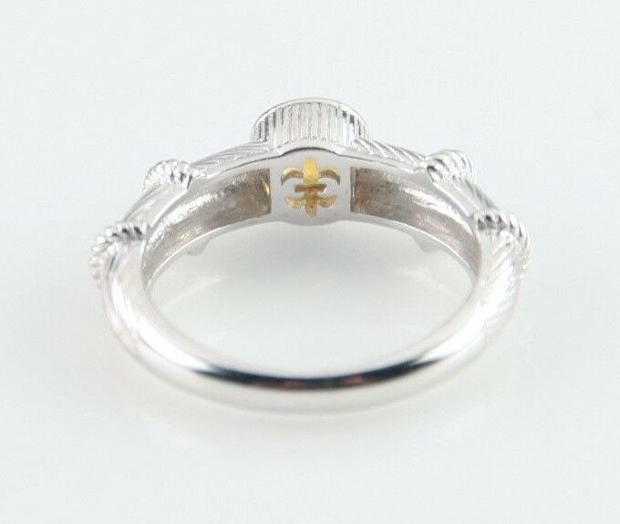 Judith Ripka Sterling Silver Citrine Cable Stacking Ring Sz 10 Great Condition!