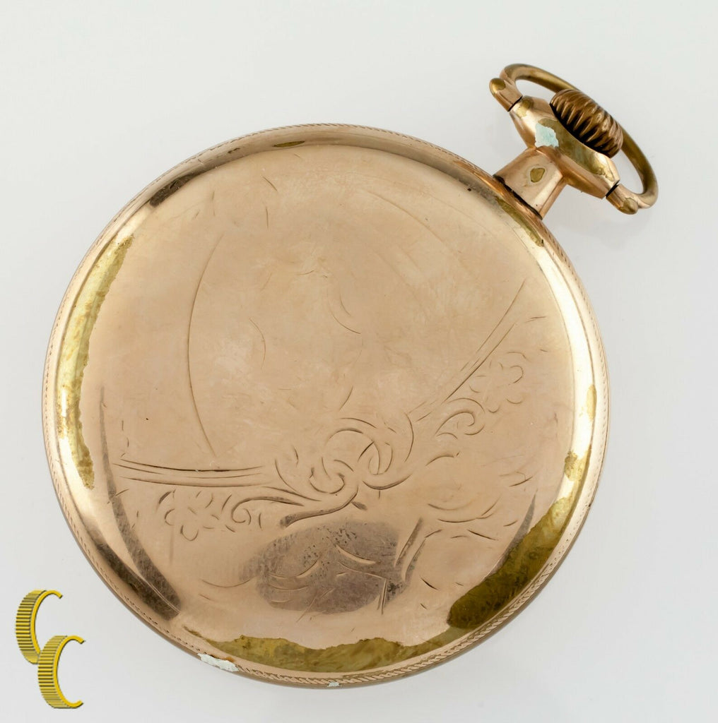 Gold Filled Illinois Watch Co Antique Open Face Pocket Watch Gr 184 16S 17J