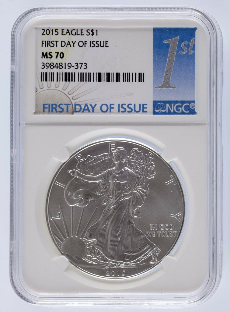 2015 $1 American Silver Eagle Graded by NGC as MS-70 First Day of Issue