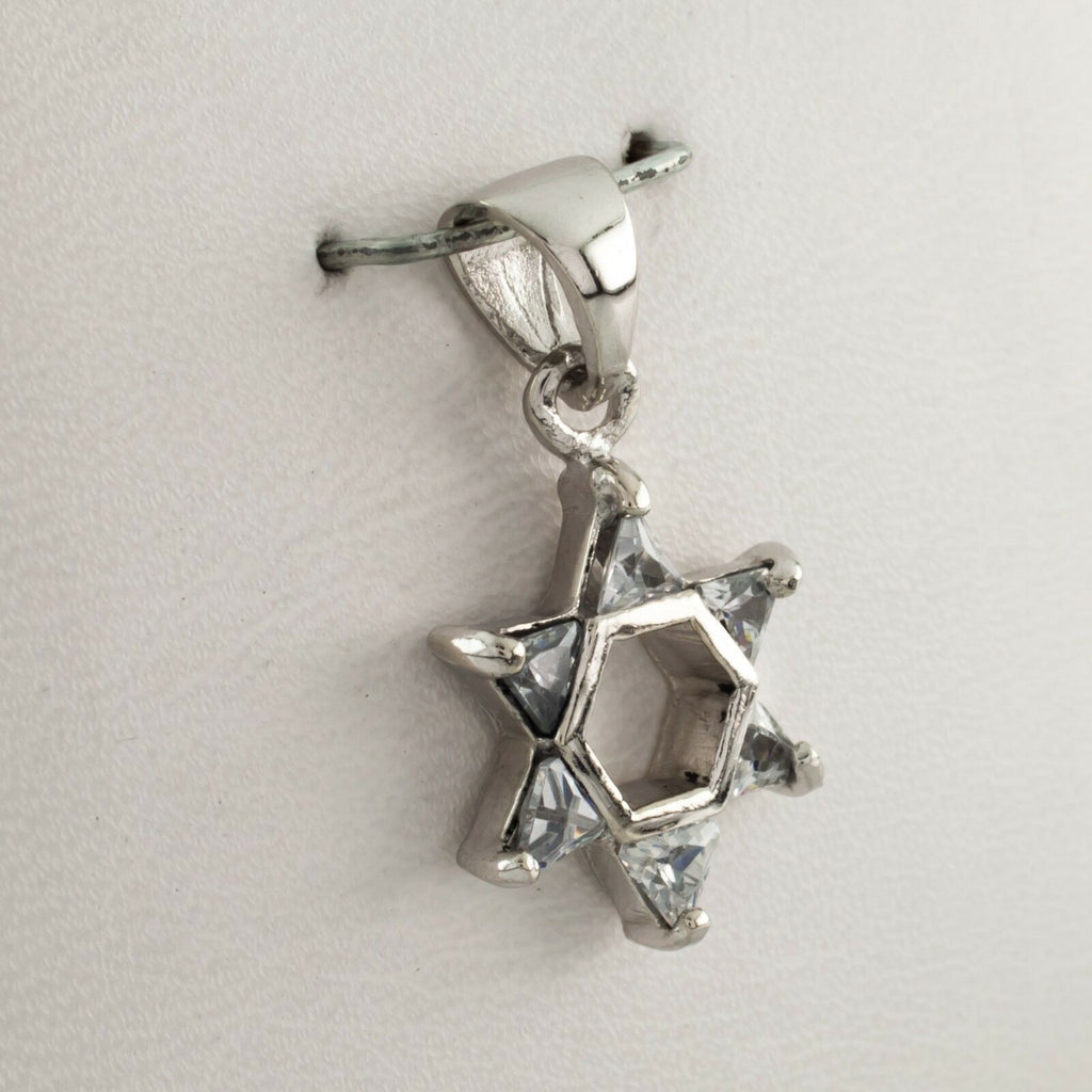 Sterling Silver Star of David Pendant w/ Crystal Accents