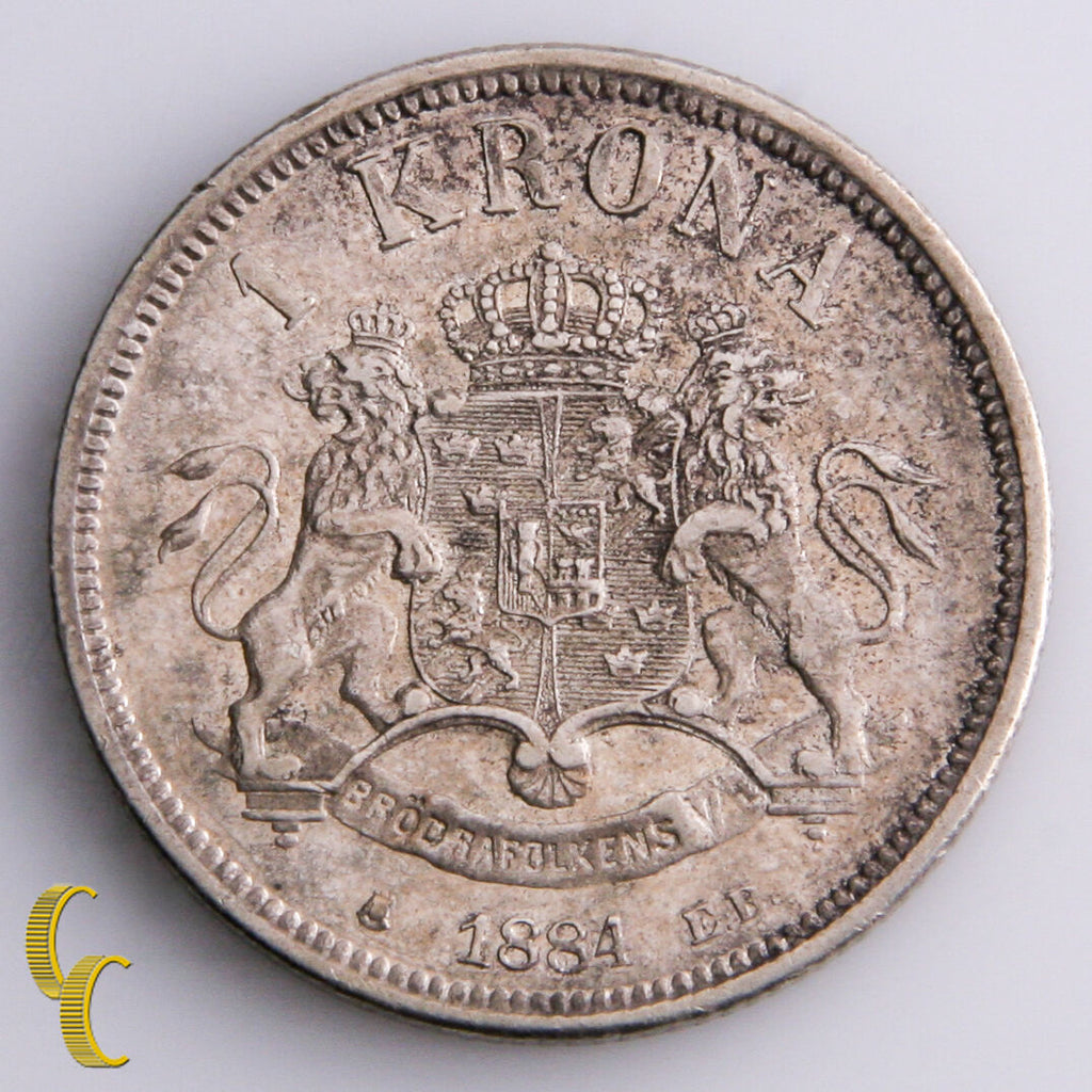 1884-EB Sweden 1 Krona (XF) Extra Fine Condition