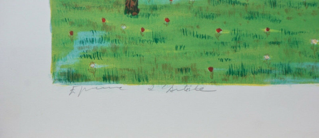 "Yellow Field" by Lorant Signed E.A. Lithograph on Paper 25.75" x 20" w/ CoA