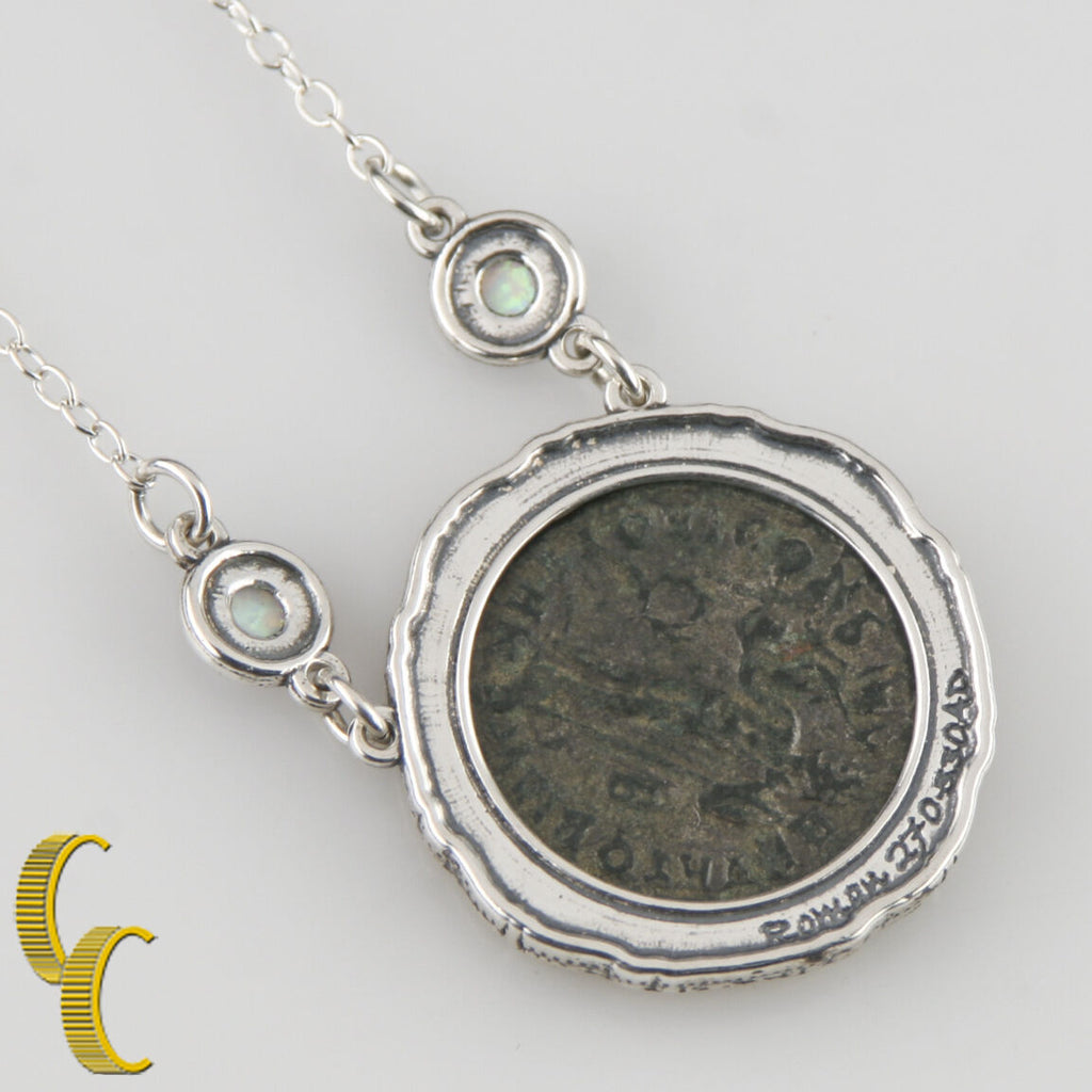 ROMAN COIN IN 2 TONE SILVER BEZEL NECKLACE
