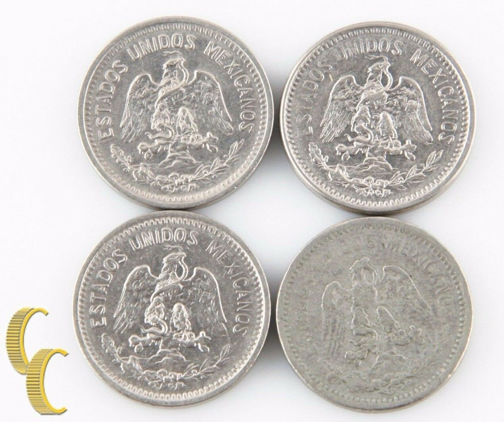 1905 1906 1907 Mexico 5 Centavos Lot (VF-AU, 4 coins) 5c Five Nickel KM-421
