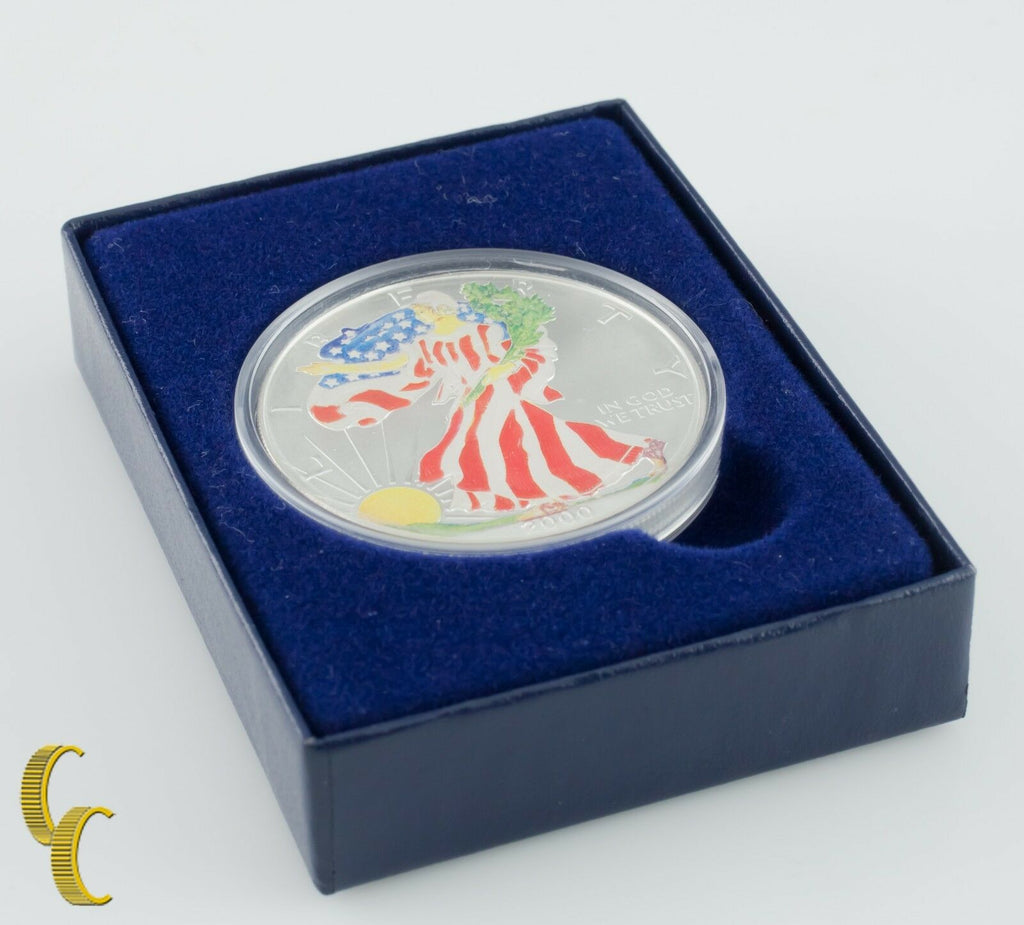 2000 Painted Walking Liberty Silver 1 oz American Eagle $1 w/ Box Uncirculated