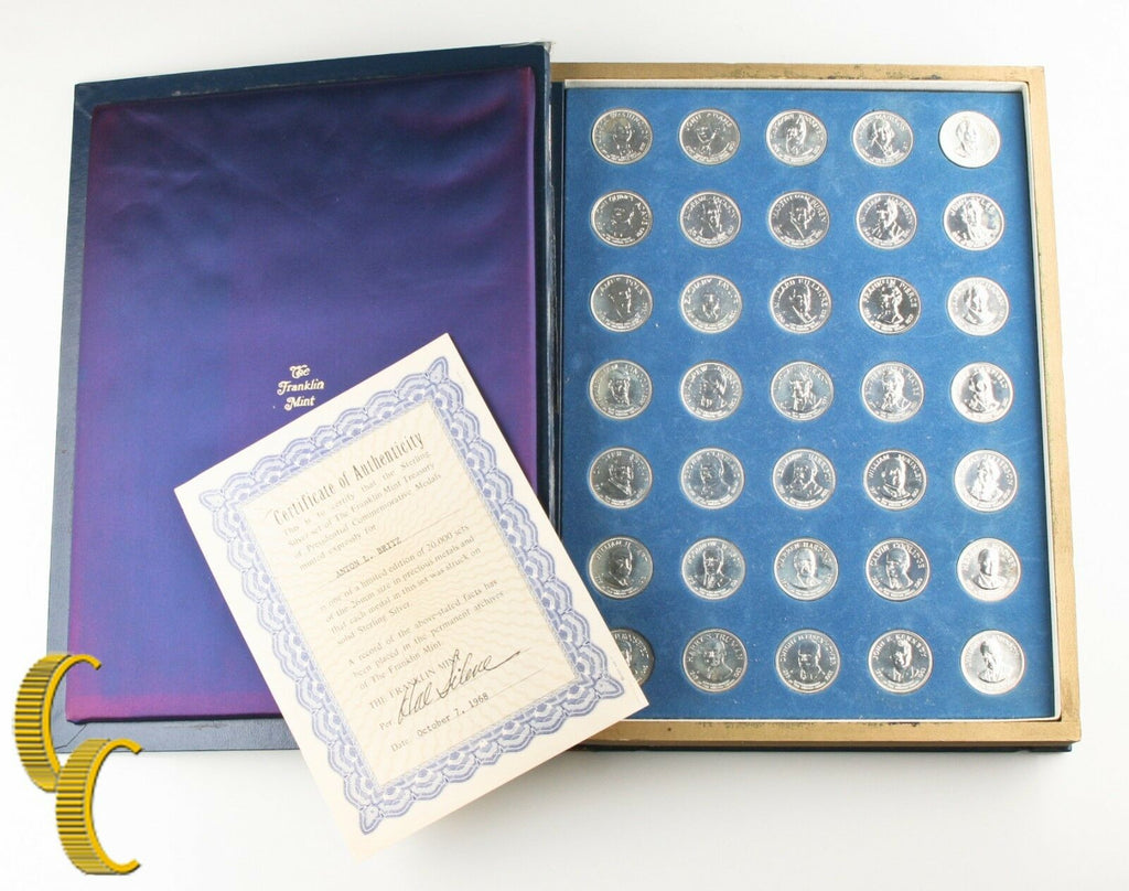 Franklin Mint Sterling Silver Commemorative President Medal Set 1968 w/ CoA