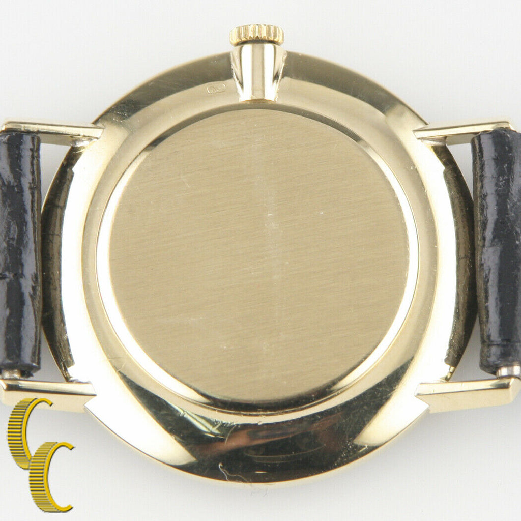 Men's Vintage Movado 18kt Gold Hand-Winding Watch w/ Black Leather Band