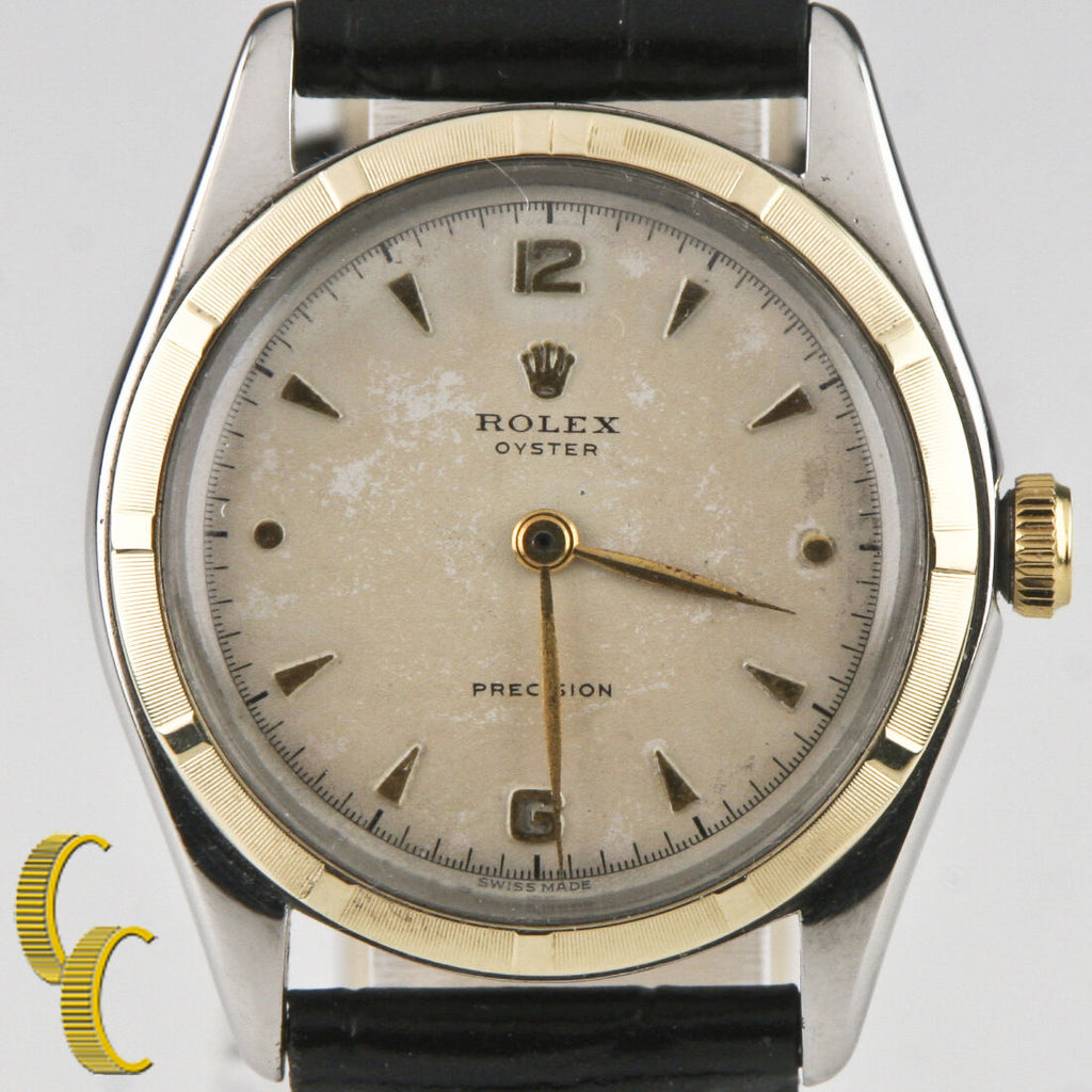Rolex Oyster Precision 5059 Men's Vintage Two-Tone Watch w/ Patina Dial