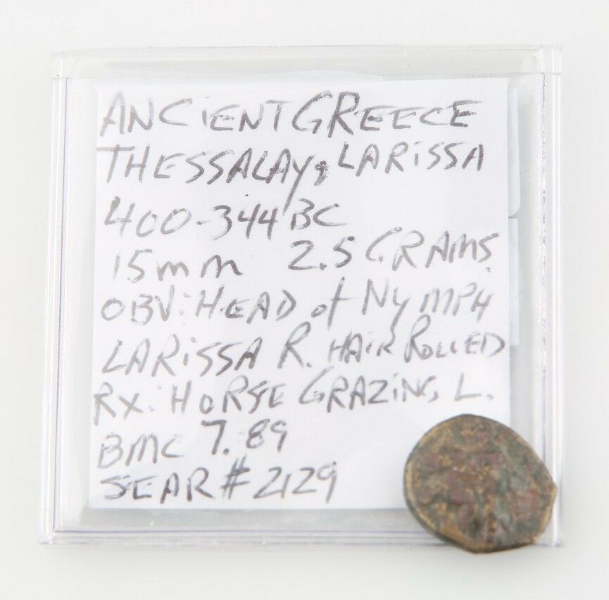 400-344 BC Ancient Greece Coin VF Nymph Larissa Thessalay Sear#2129 BMC#7.89