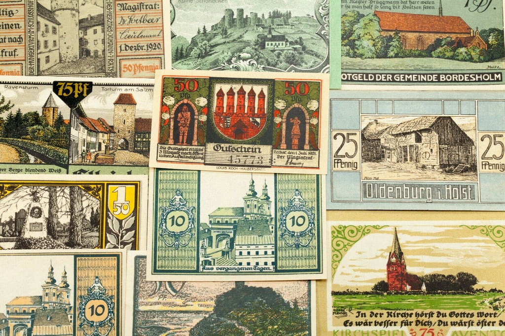 1920-1922 Germany Notgeld (Emergency Money) 25pc - Landmarks & Landscapes