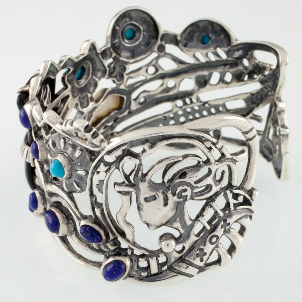 Fritz Casuse Navajo Sterling Silver Cuff Multi-Gemstone Gorgeous Piece!