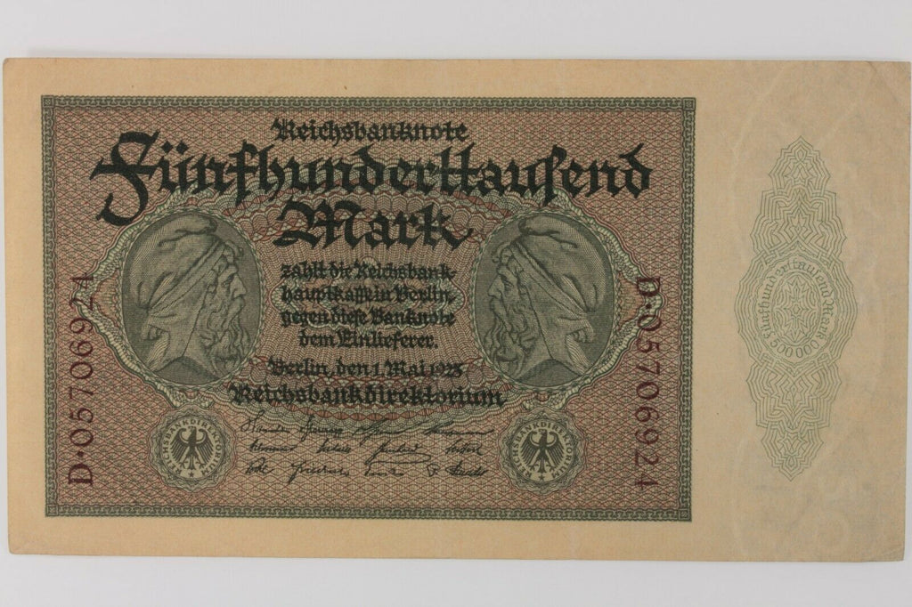 1910-1923 Germany 2-Note Currency Set // Empire 1000 Mark // Weimar 500,000 Mark