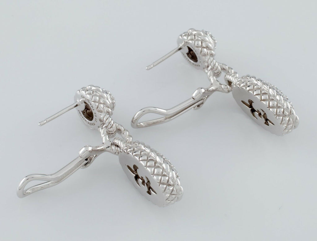 Judith Ripka Sterling Silver Drop Earrings w/ CZ Accents Omega Backs