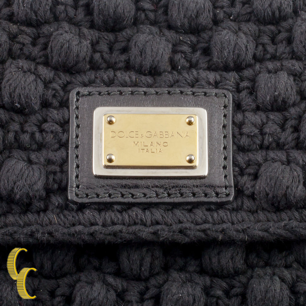 Dolce & Gabbana Small Crochet Miss Charles Clutch Shoulder Bag Ornate Strap