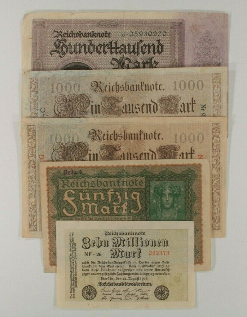 1910-1923 Germany 5-Note Currency Set // Weimar Republic // German Empire